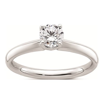 14K White Gold Round Solitaire Engagement Ring Mounting