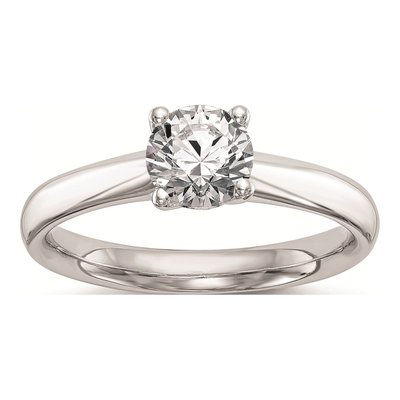 14K White Gold Round Solitaire Engagement Ring Mounting