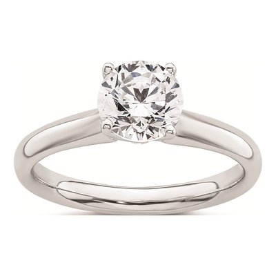 14K White Gold Round Solitaire Engagement Ring Mounting
