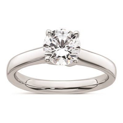 14K White Gold Round Solitaire Engagement Ring Mounting