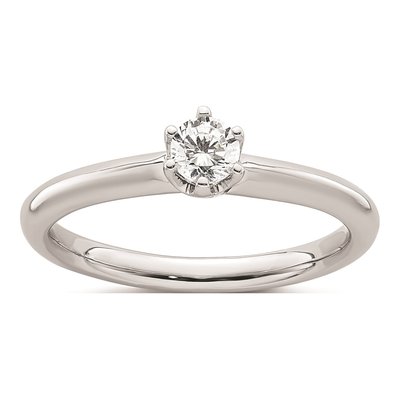 14K White Gold 6-Prong Round Solitaire Engagement Ring Mounting