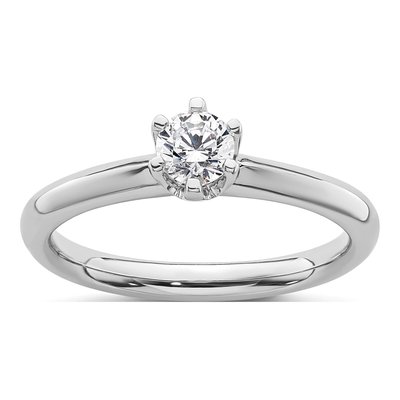 14K White Gold 6-Prong Solitaire Engagement Ring Mounting