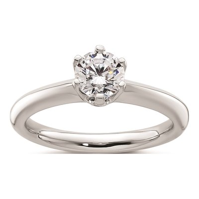14K White Gold Round Solitaire Engagement Ring Mounting