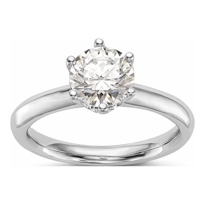 14K White Gold Six-Prong Solitaire Engagement Ring Mounting