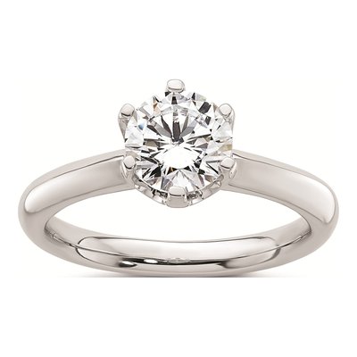 14K White Gold 6-Prong Solitaire Engagement Ring Mounting
