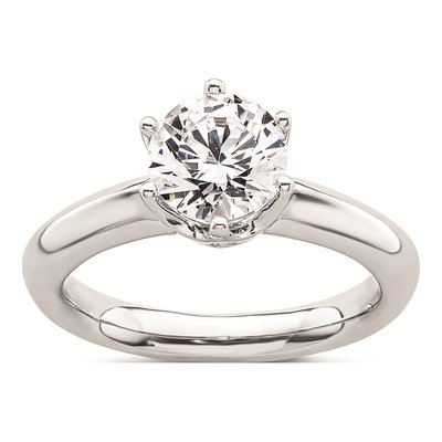 14K White Gold 6-Prong Solitaire Engagement Ring Mounting
