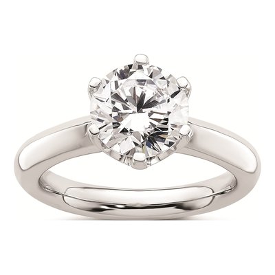 14K White Gold Round Solitaire Engagement Ring Mounting