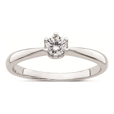14K White Gold Solitaire Engagement Ring Mounting