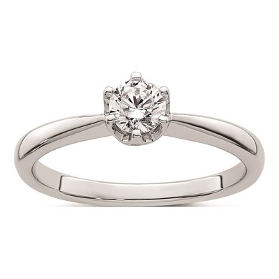 14K White Gold 6-Prong Solitaire Engagement Ring Mounting