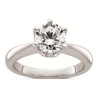 14K White Gold 6-Prong Round Solitaire Engagement Ring Mounting