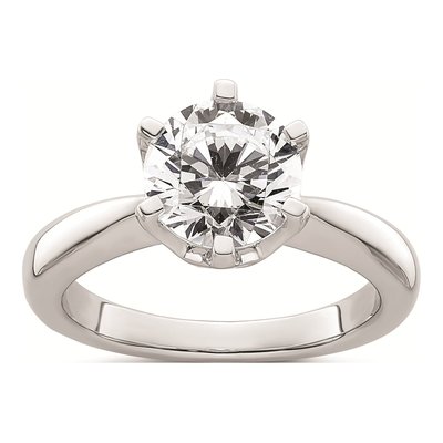 14K White Gold 6-Prong Solitaire Engagement Ring Mounting
