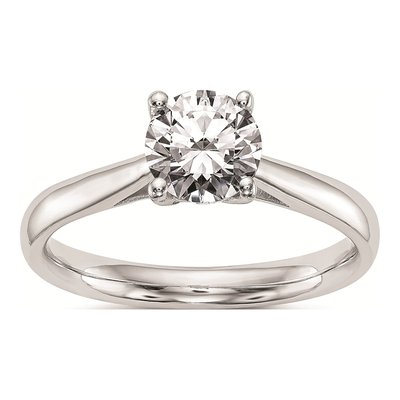 14K White Gold Round Solitaire Engagement Ring Mounting