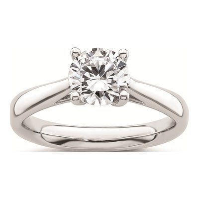 14K White Gold Round Solitaire Engagement Ring Mounting