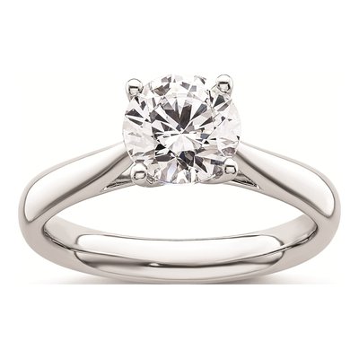 14K White Gold Round Solitaire Engagement Ring Mounting