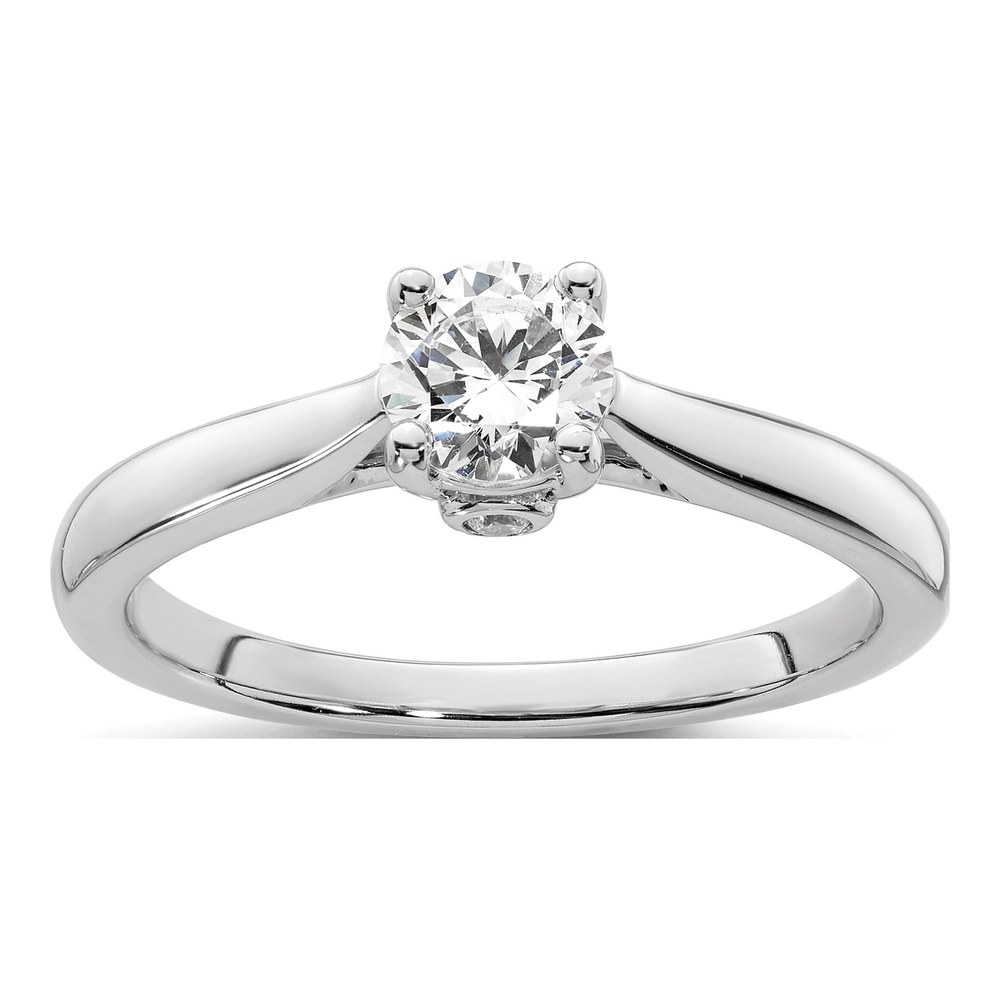 14K White Gold Diamond Round Engagement Ring Semi-Mount