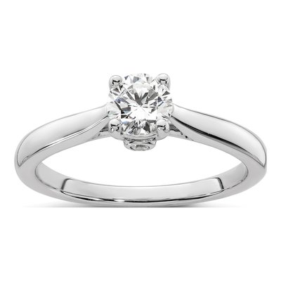 14K White Gold Diamond Round Engagement Ring Semi-Mount
