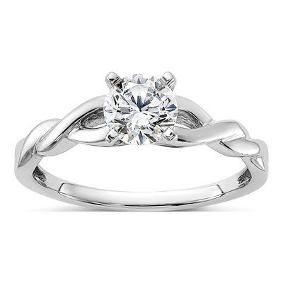 14K White Gold 4-Prong Round Solitaire Engagement Ring Mounting