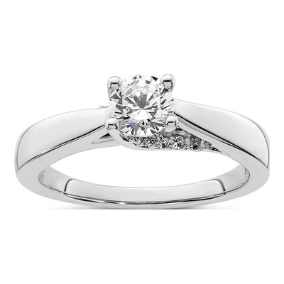 14K White Gold Diamond Engagement Ring Semi-Mount