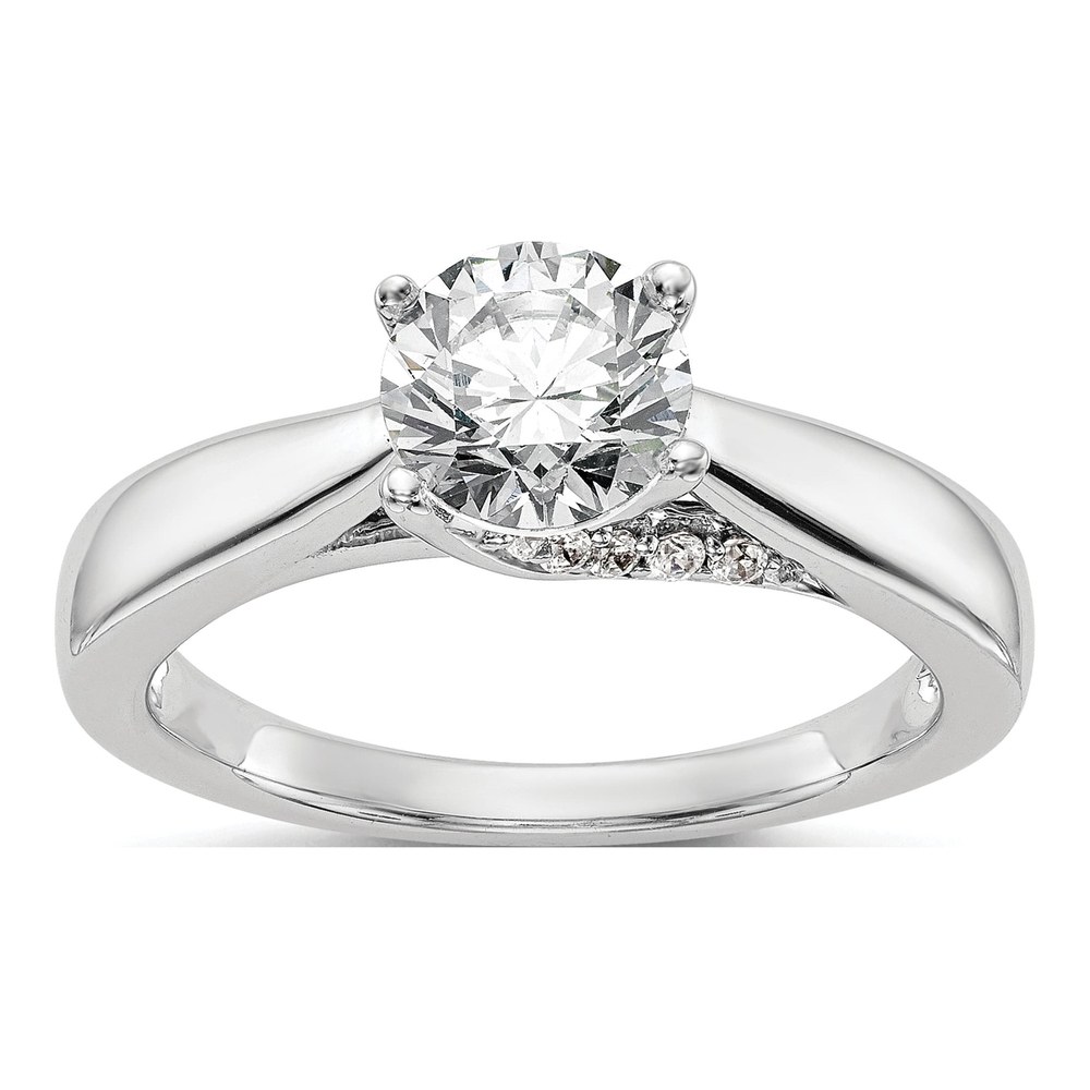 14K White Gold Diamond Engagement Ring Semi-Mount
