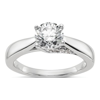 14K White Gold Diamond Engagement Ring Semi-Mount