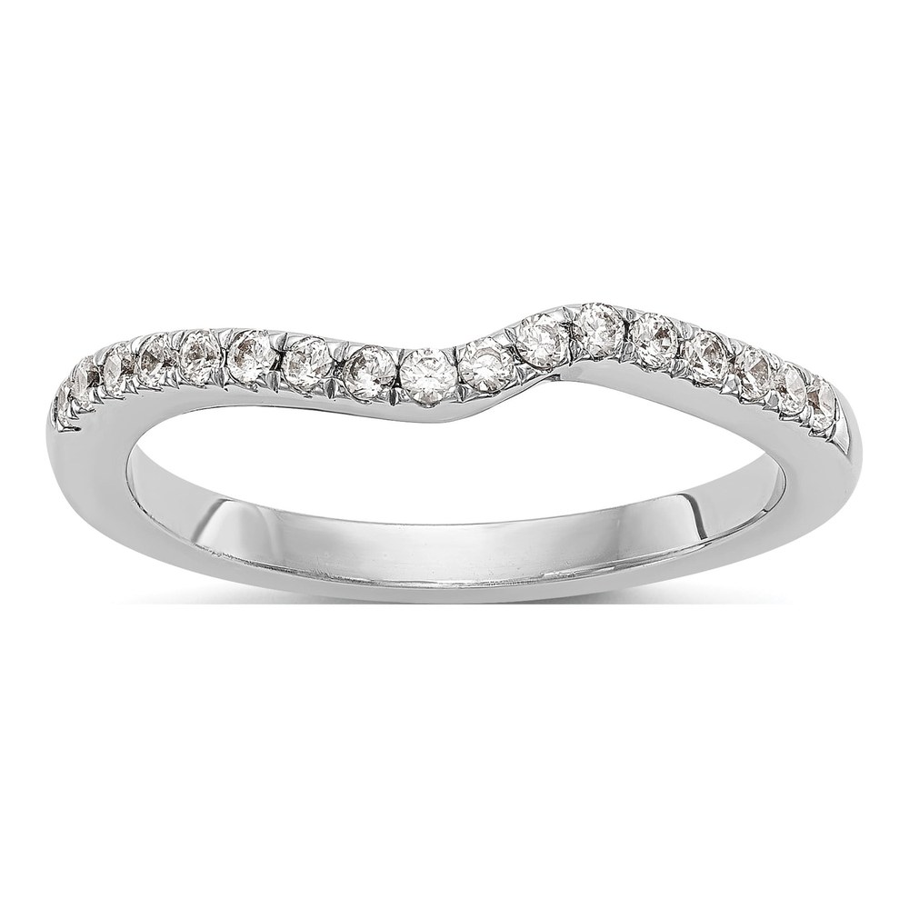 14K White Gold Diamond Contoured Wedding Band