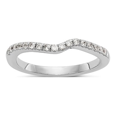 14K White Gold Diamond Contoured Wedding Band