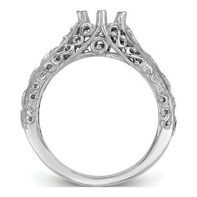 14K White Gold Vintage Engagement Ring Mounting – view 2