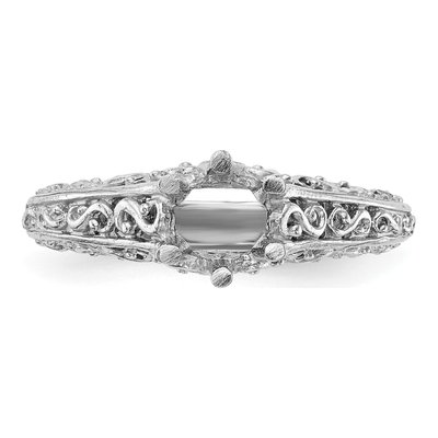 14K White Gold Vintage Engagement Ring Mounting – view 4
