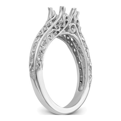 14K White Gold Vintage Engagement Ring Mounting – view 6