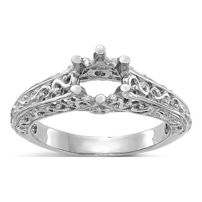 14K White Gold Vintage Engagement Ring Mounting