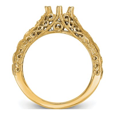 14K Yellow Gold Round Solitaire Engagement Ring Mounting – view 2