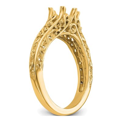 14K Yellow Gold Round Solitaire Engagement Ring Mounting – view 8