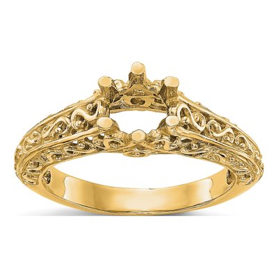 14K Yellow Gold Round Solitaire Engagement Ring Mounting