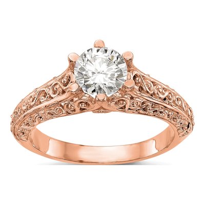 14K Rose Gold Round Solitaire Engagement Ring Mounting