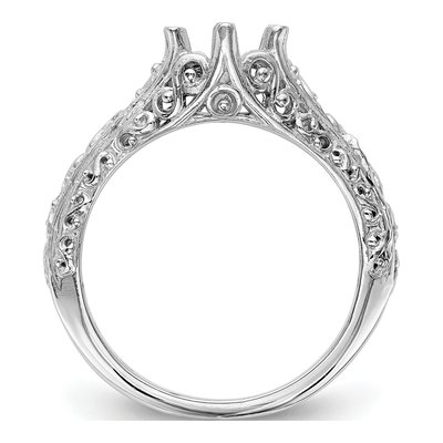 14K White Gold Vintage Solitaire Engagement Ring Mounting – view 2