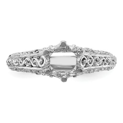 14K White Gold Vintage Solitaire Engagement Ring Mounting – view 4