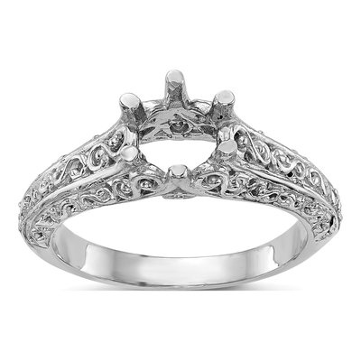 14K White Gold Vintage Solitaire Engagement Ring Mounting