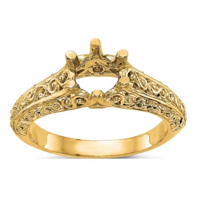 14K Yellow Gold Round Solitaire Engagement Ring Mounting – view 2