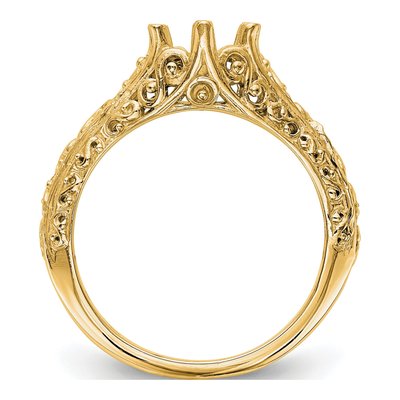14K Yellow Gold Round Solitaire Engagement Ring Mounting – view 3