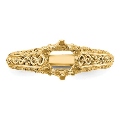 14K Yellow Gold Round Solitaire Engagement Ring Mounting – view 5