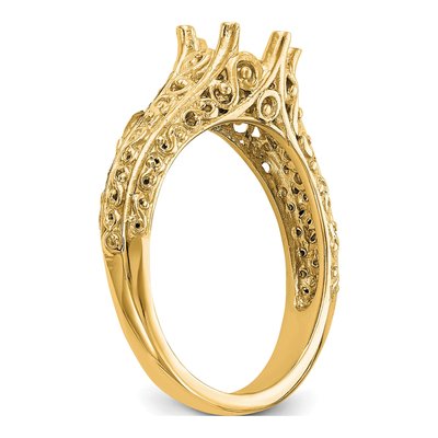 14K Yellow Gold Round Solitaire Engagement Ring Mounting – view 7