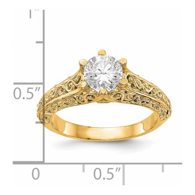 14K Yellow Gold Round Solitaire Engagement Ring Mounting – view 8
