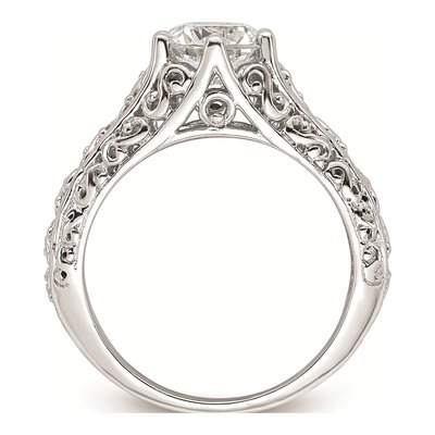 14K White Gold Vintage Round Solitaire Engagement Ring Mounting – view 3