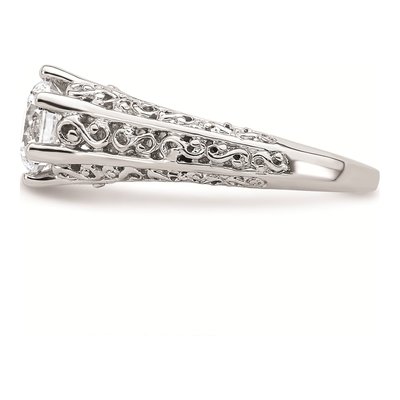 14K White Gold Vintage Round Solitaire Engagement Ring Mounting – view 4