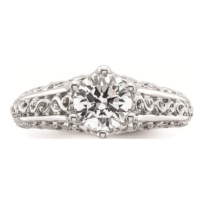 14K White Gold Vintage Round Solitaire Engagement Ring Mounting – view 5