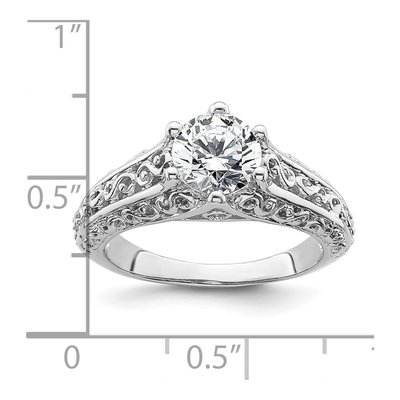 14K White Gold Vintage Round Solitaire Engagement Ring Mounting – view 8