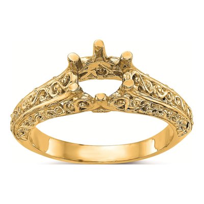 14K Yellow Gold Vintage Solitaire Engagement Ring Mounting – view 7