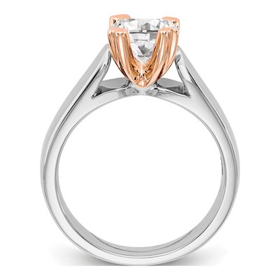 14K Two-Tone Gold Round Solitaire Ring Mounting – view 2