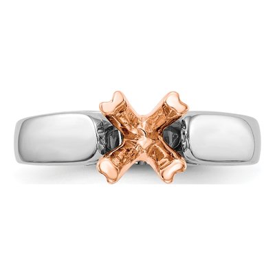14K Two-Tone Gold Round Solitaire Ring Mounting – view 4