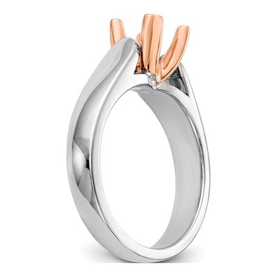 14K Two-Tone Gold Round Solitaire Ring Mounting – view 6